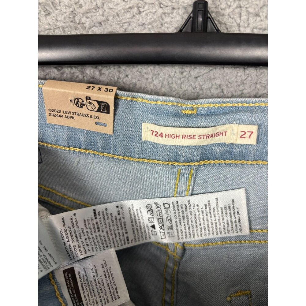 Levis Womens 724 High-Rise Slim Straight Jeans 27x30 Light Wash Denim - Picture 6 of 7